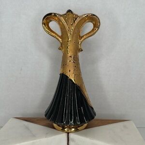 Vintage Savoy China Black Weeping Gold Plated Mid-Century Vase